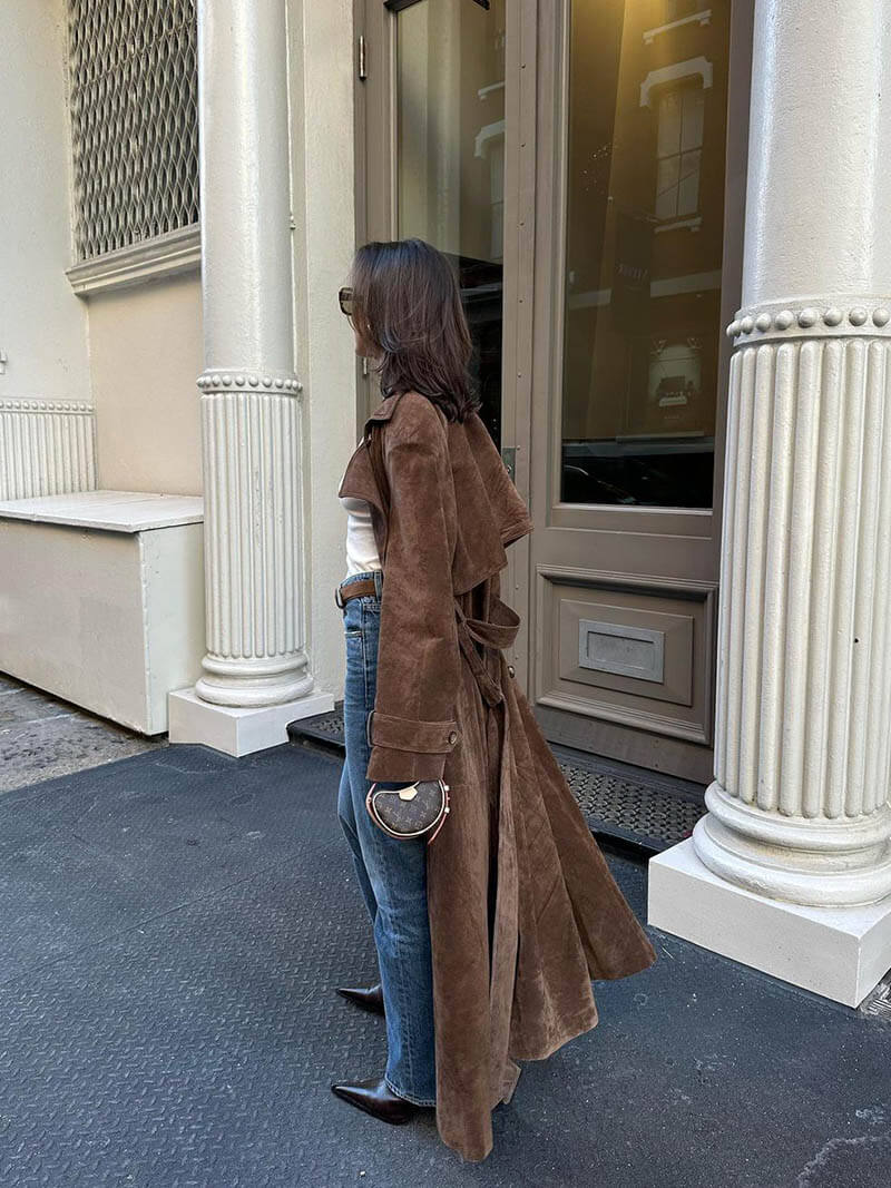 Solana | Manteau Long en Cuir Suédé